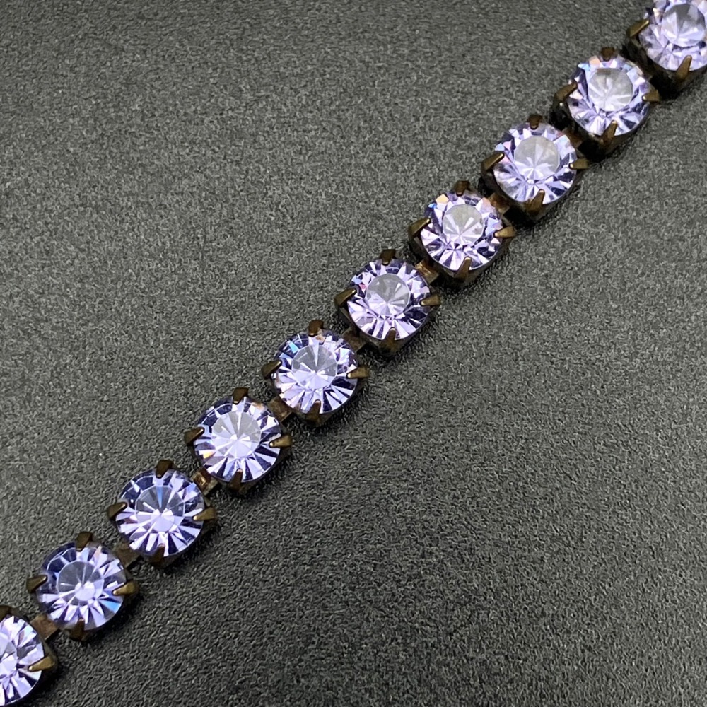 Vintage Purple Rhinestone Tennis Bracelet Faceted Prong Set Mid Century Size 7 - Picture 5 of 10